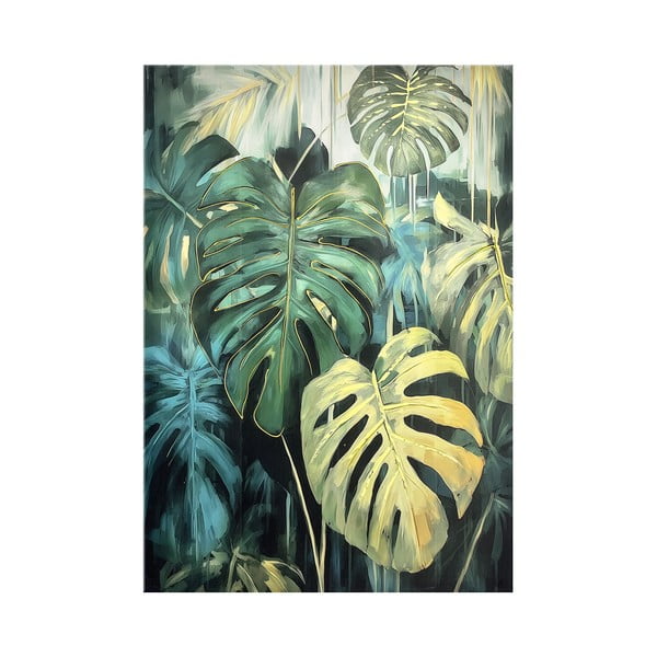 Quadro con elementi dipinti a mano 70x100 cm Monstera - Styler