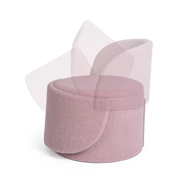 Poggiapiedi rosa polveroso con rivestimento in bouclé Anthea – Yes Everyday-image-1