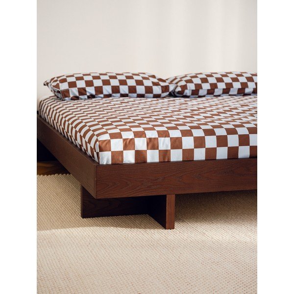 Letto matrimoniale di colore naturale con effetto rovere in MDF senza testiera con rete inclusa 160x200 cm Kito – noo.ma-image-4