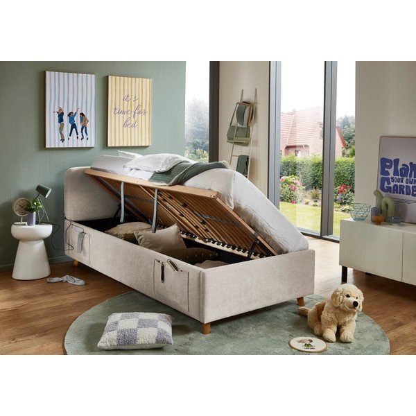 Letto da bambini beige con contenitore con rete inclusa 90x200 cm Cosy – Meise Möbel-image-2