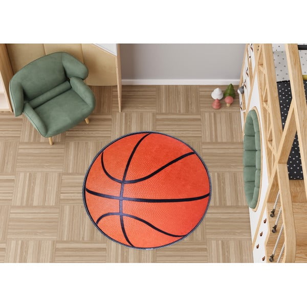 Tappeto per bambini arancione lavabile ø100 cm Basketball – Vitaus-image-1
