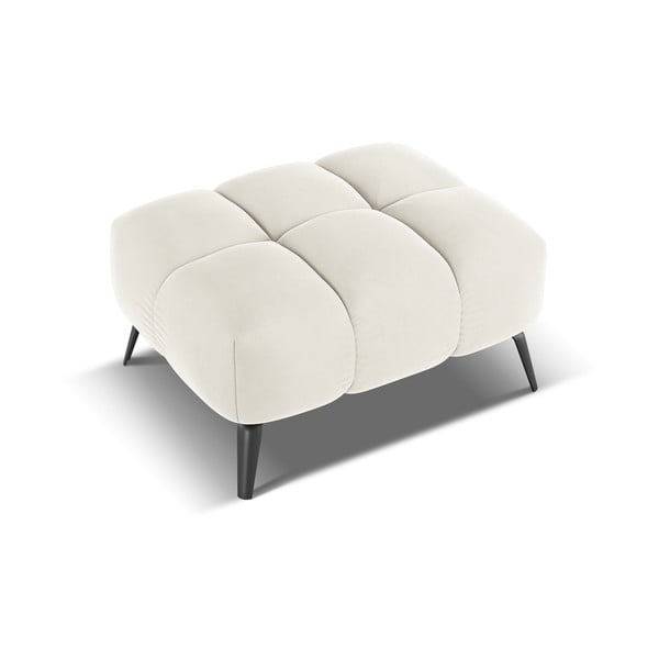 Poggiapiedi bianco con rivestimento in velluto Nalu – Makamii-image-3