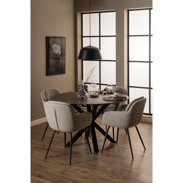 Sedia da pranzo beige in imbottito con braccioli Dora – Actona-image-3