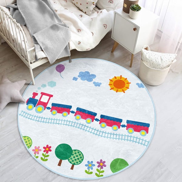 Tappeto azzurro per bambini ø 100 cm Comfort - Mila Home-image-1