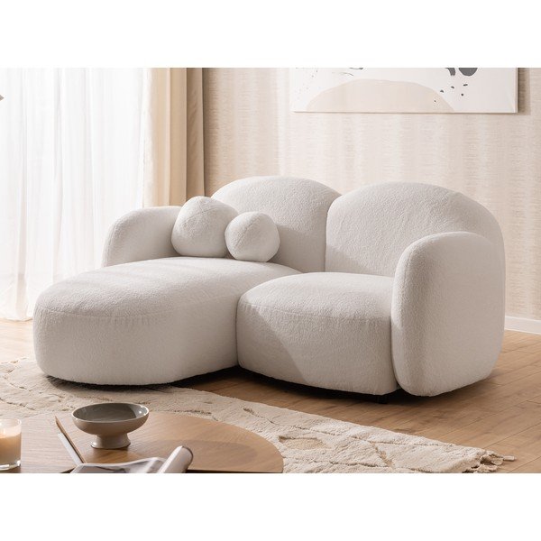 Divano angolare color crema (con penisola a sinistra/con chaise lounge) con rivestimento in bouclé Orbit – Ropez-image-4