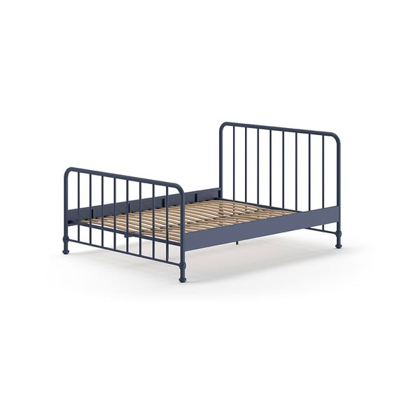 Letto singolo blu in metallo con rete 160x200 cm BRONXX - Vipack-image-2