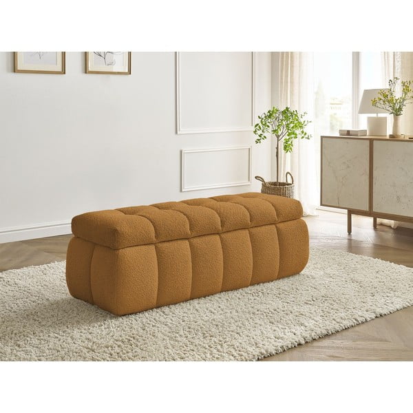 Panca in tessuto bouclé color senape Mont Blanc - Bobochic Paris-image-1