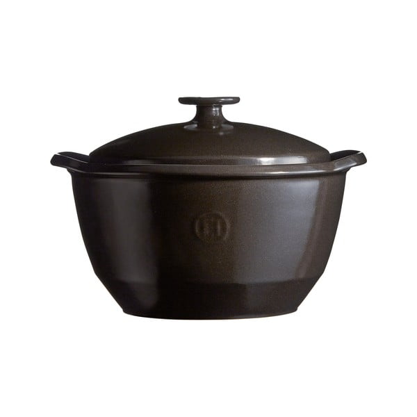 Pentola da brodo nera con coperchio , 2 l - Emile Henry