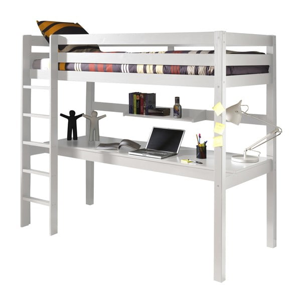Bílé patrové lůžko s pracovním stolem Vipack Pino, 200 x 105 cm-image-2