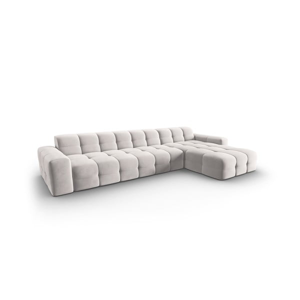 Divano angolare in velluto grigio chiaro (angolo destro) Kendal - Micadoni Home-image-3