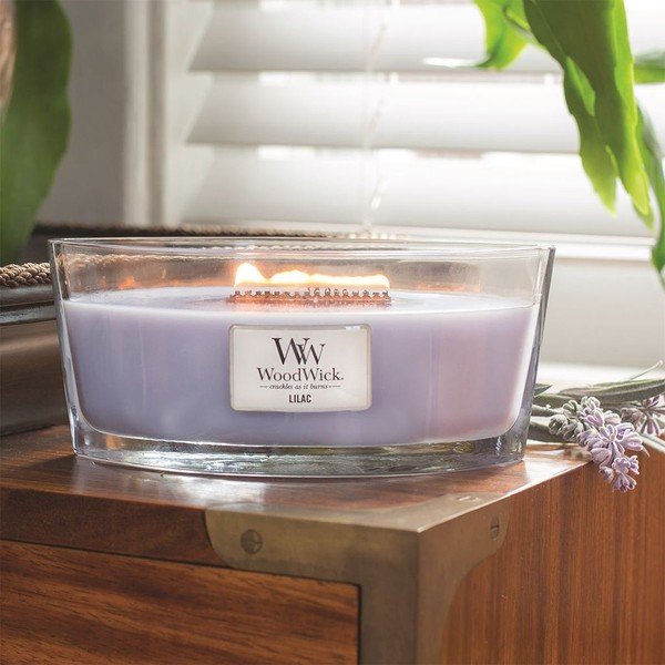 Candela profumata al lillà, durata di combustione 30 ore Lilac - WoodWick-image-1