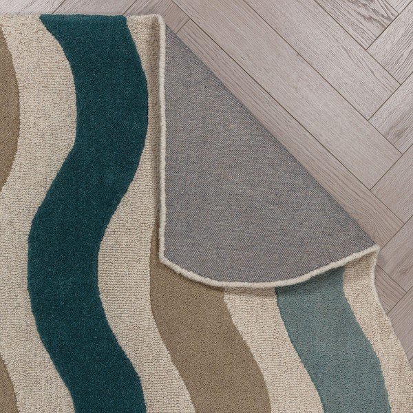 Tappeto blu in lana tessuto a mano 200x290 cm Cascade Wool – Flair Rugs-image-4