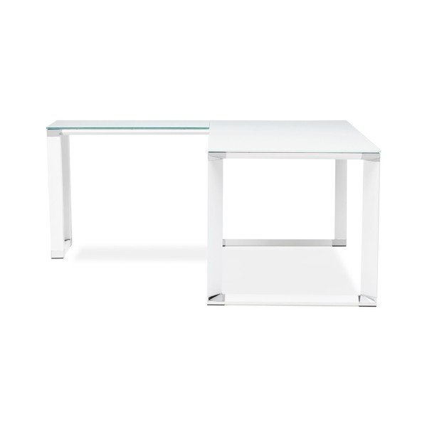 Scrivania angolare bianca con piano in vetro Warner - Kokoon-image-3