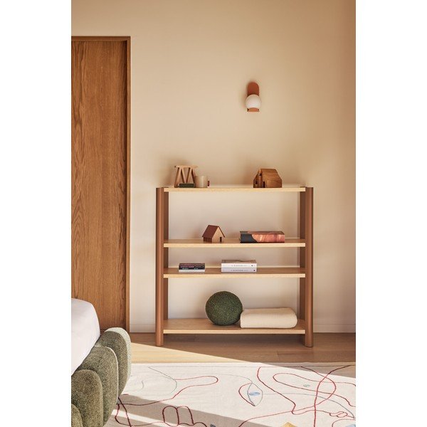 Scaffale color mattone/colore naturale chiaro con effetto rovere 126x128x43 cm Bona – Teulat-image-1