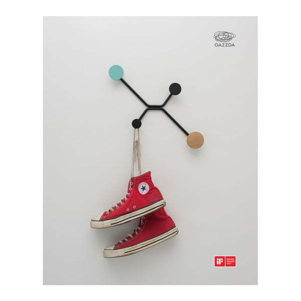 Appendiabiti da parete nero per angolo esterno con dettaglio verde menta Hook - Gazzda-image-4