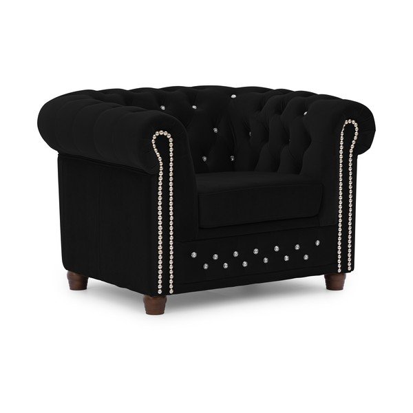 Poltrona chesterfield nera con rivestimento in velluto York Blik – Ropez