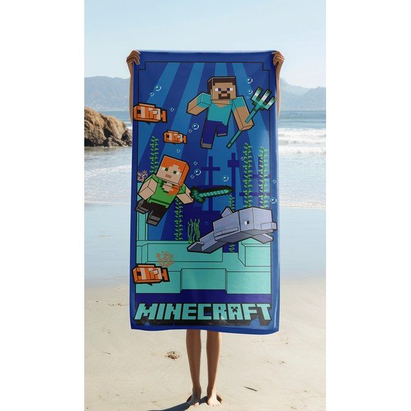 Asciugamano per bambini blu in microfibra 70x140 cm Minecraft "Underwater Fun" – Jerry Fabrics-image-1
