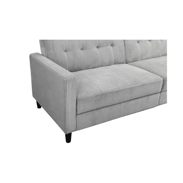 Divano letto in velluto a coste grigio chiaro 82 cm Hartford - Støraa-image-4