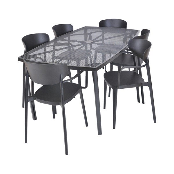 Sedia da giardino in plastica nera Mare - Rojaplast-image-4