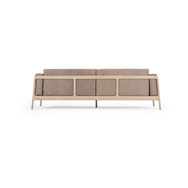Divano in pelle di bufalo marrone chiaro con struttura in rovere massiccio , 240 cm Fawn - Gazzda-image-4