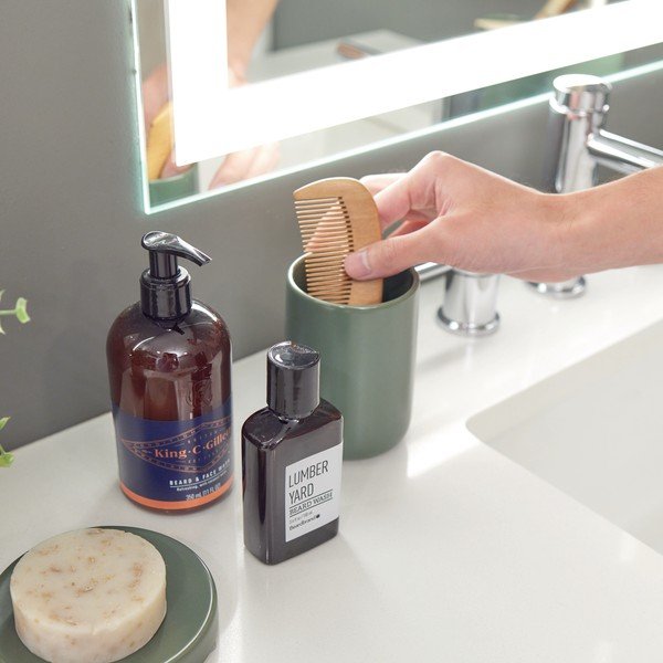 Bicchiere per spazzolino da denti in ceramica verde Vanity Eco Vanity - iDesign-image-2