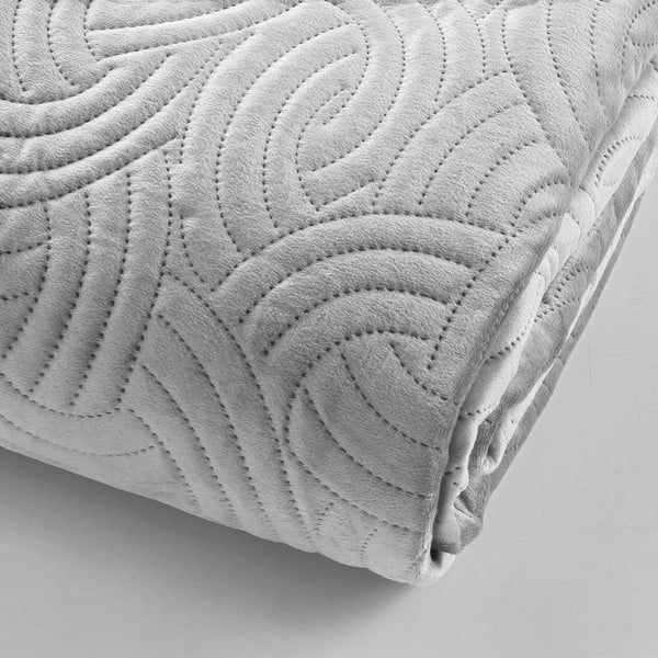 Set con copriletto e federa grigio in velluto 240x260 cm Solange – douceur d'intérieur-image-2