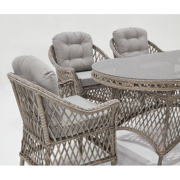 Set da pranzo da giardino in rattan grigio chiaro per 6 persone Nova - Floriane Garden-image-2