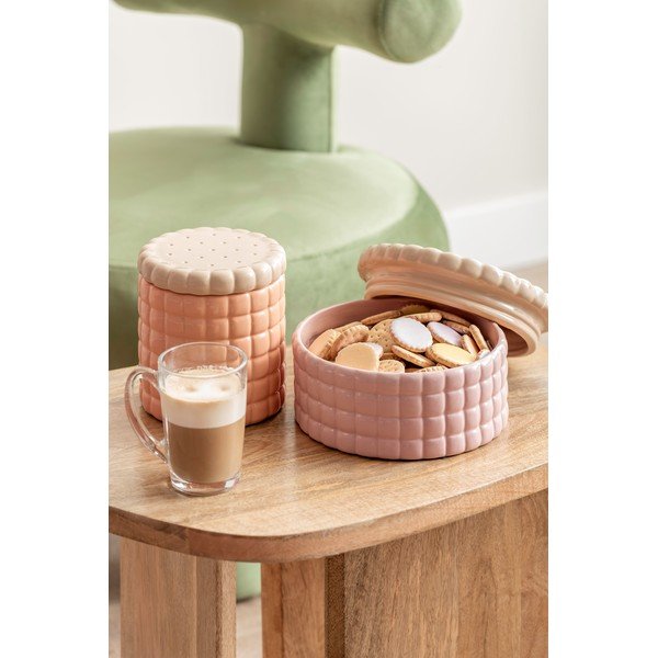 Scatola decorativa rosa chiaro in ceramica ø 20x10 cm Biscuit Box – PT LIVING-image-1