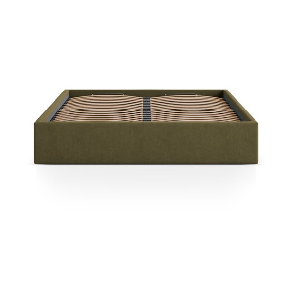 Letto matrimoniale imbottito verde con contenitore/senza testiera con rete inclusa 160x200 cm Susan – Micadoni -image-2