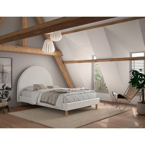 Letto singolo imbottito bianco con griglia 140x200 cm MOON - Vipack-image-3