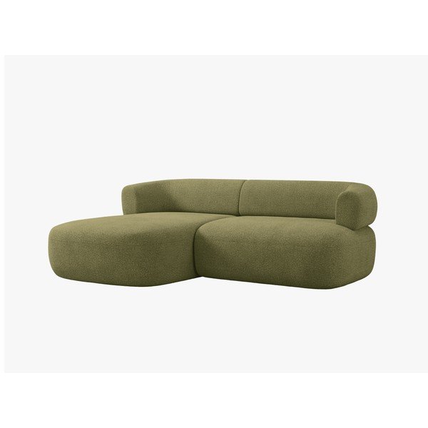 Divano angolare verde (con penisola a sinistra/con chaise lounge) con rivestimento in bouclé Jenny – Micadoni -image-2