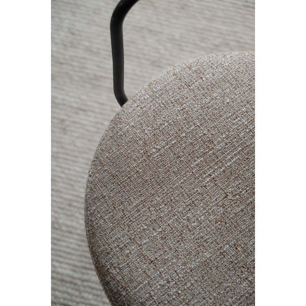 Sedia da pranzo nera/beige in metallo con braccioli Merrick – Rowico-image-3