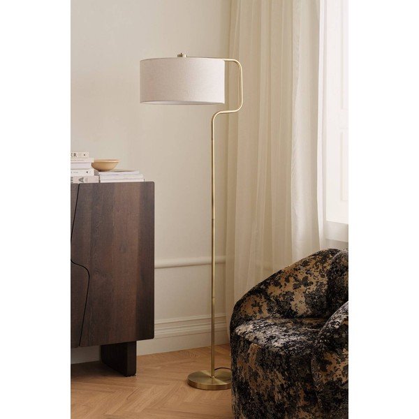 Lampada da terra color crema/color ottone in tessuto (altezza totale 160 cm) Josho – Ellos Home-image-1