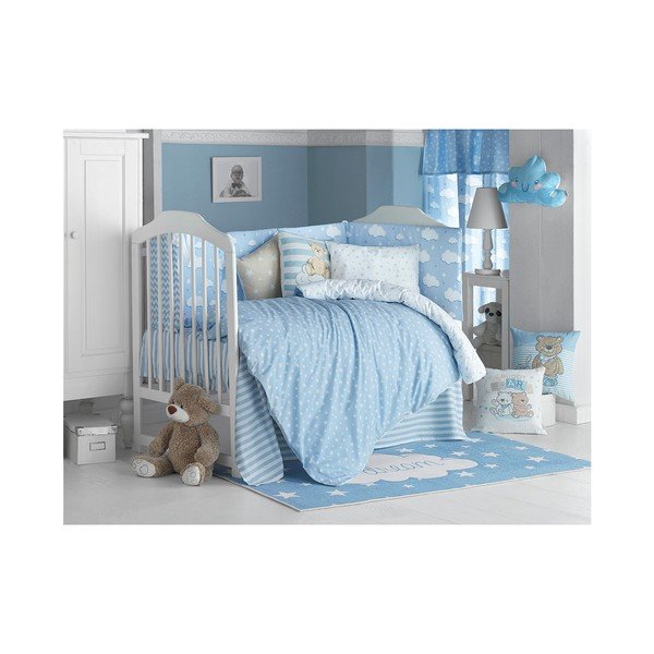 Coprimaterasso per lettino in cotone protettivo blu Mike & Co. NEW YORK Carino, 40 x 210 cm Stars - Mike & Co. NEW YORK-image-1
