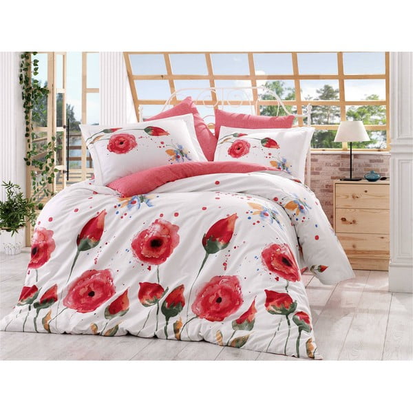 Biancheria da letto in popeline di cotone con lenzuolo per letto matrimoniale Veronika, 200 x 220 cm - Mijolnir