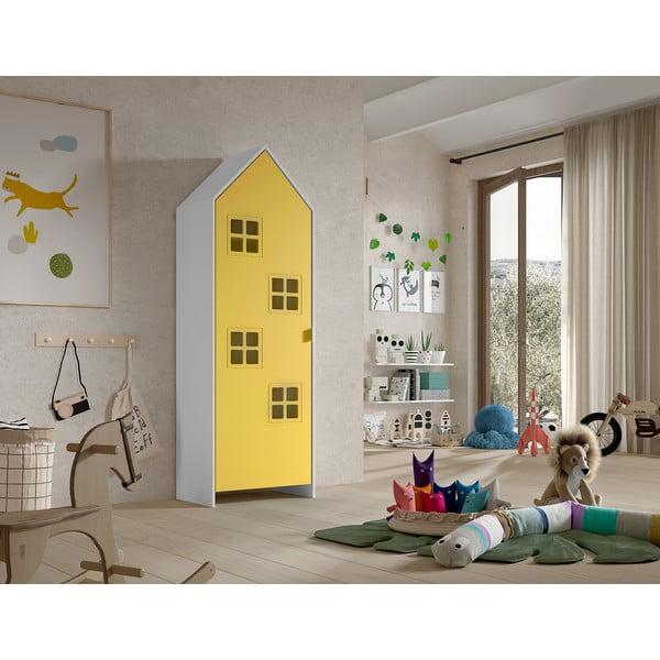 Armadio per bambini giallo/bianco 58x172x37 cm Casami Bruges – Vipack-image-1