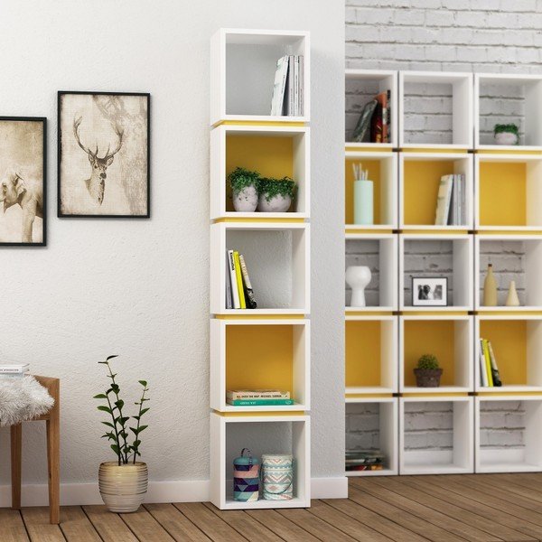 Libreria bianca e arancione Multi White Mustard - Decortie-image-1