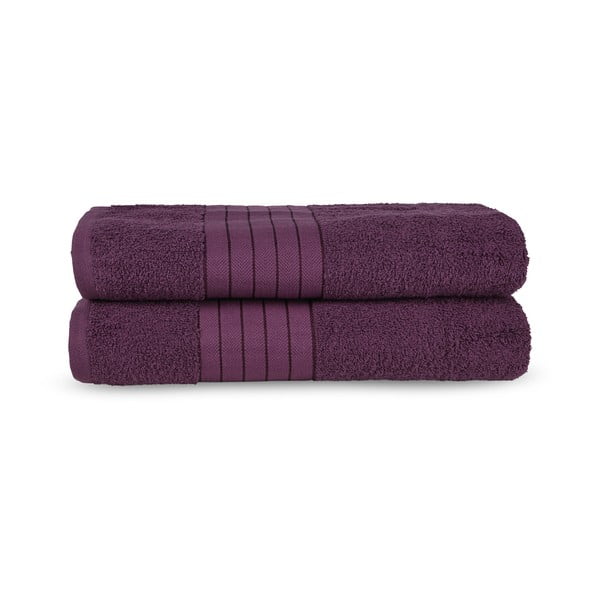 Set di 2 asciugamani in spugna di cotone bordeaux 70x140 cm - Good Morning