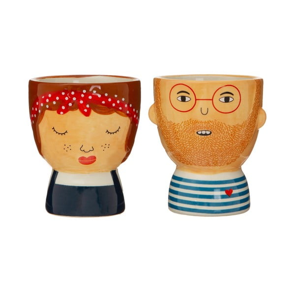 Set di 2 portauovo in ceramica My Kind of People Libby My Kind Of People Libby - Sass & Belle