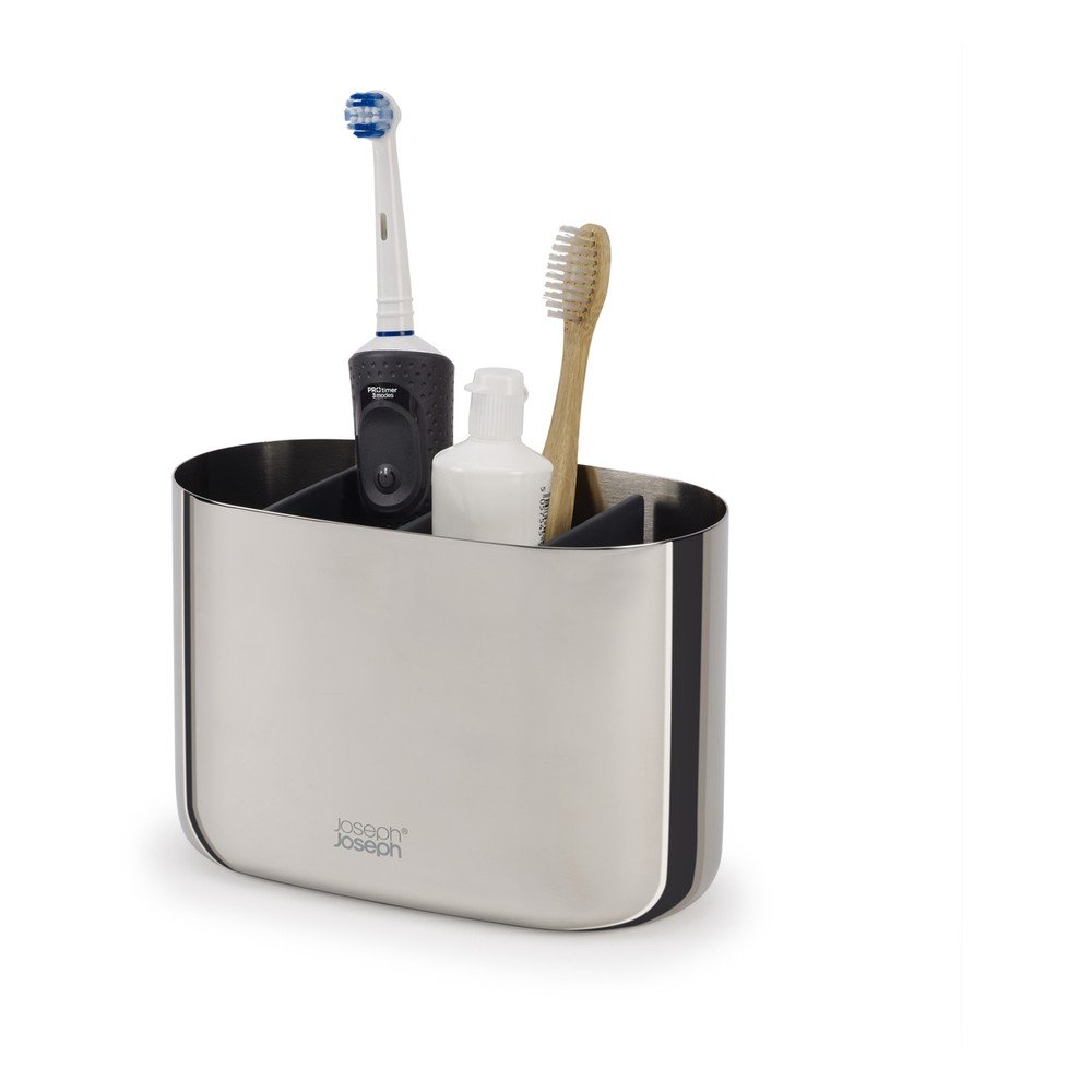 Portaspazzolino verticale color argento lucido in acciaio inox EasyStore Luxe – Joseph Joseph | Portaspazzolini