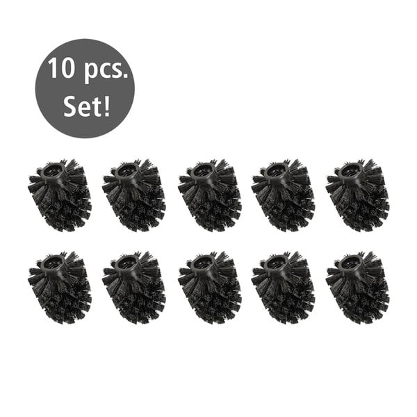 Teste per scopini da bagno in set nere in plastica con spazzola di ricambio 10 pz Ø8cm – Wenko