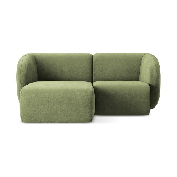 Divano angolare verde (con penisola a sinistra/con chaise lounge) con rivestimento in ciniglia Lani – Makamii