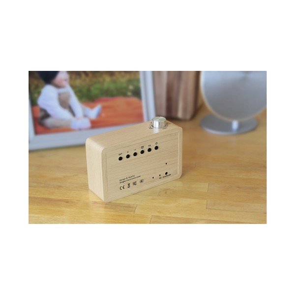 Sveglia beige con display a LED giallo e Radio Click Clock - Gingko-image-2