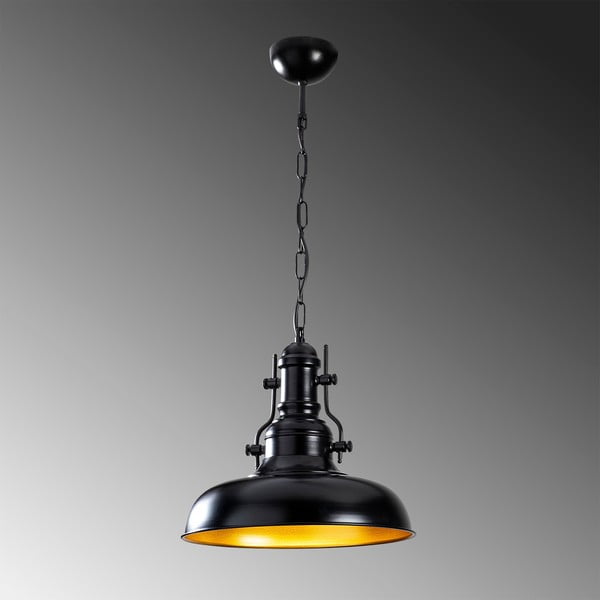 Lampadario nero con paralume in metallo ø 32 cm Detroit – Opviq lights-image-3