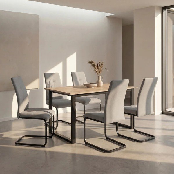 Tavolo da pranzo con piano effetto rovere 90x160 cm Luton – Støraa-image-1