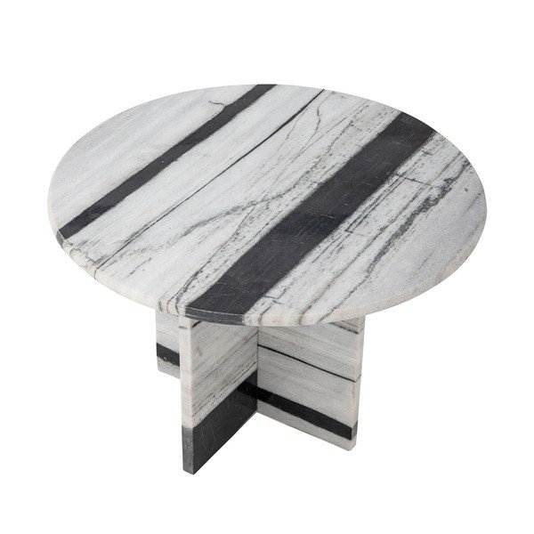 Tavolino da salotto rotondo bianco e nero in marmo ø 61 cm Rosito – Bloomingville-image-3
