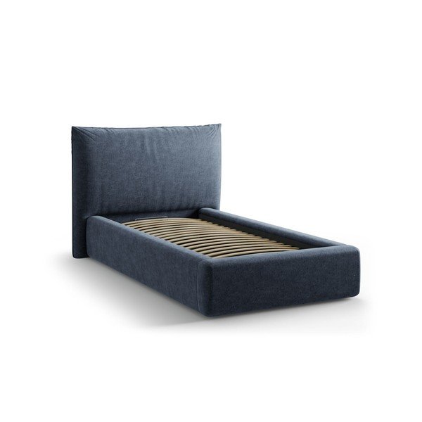 Letto singolo imbottito blu scuro con contenitore con rete inclusa 90x200 cm Kaelle – Micadoni -image-2