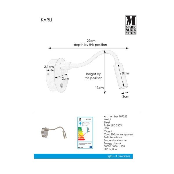 Lampada da parete in metallo Karli - Markslöjd-image-1