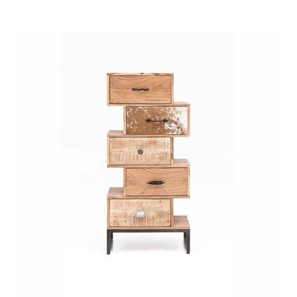 Cassettiera in legno di acacia con 5 cassetti - WOOX LIVING