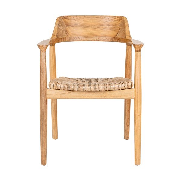 Sedia da pranzo di colore naturale in legno massiccio con braccioli Getafe – House Nordic-image-4